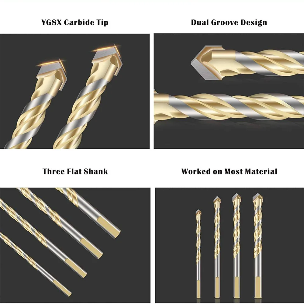 Набор сверл из нескольких материалов для плитки настенного зеркала и керамической плитки по бетону и кирпичной стене