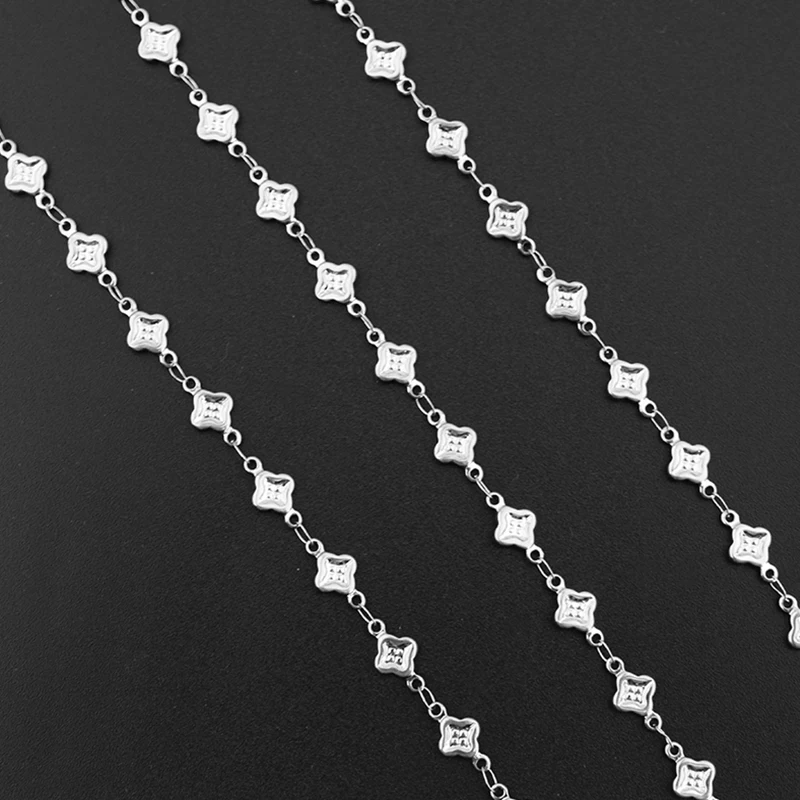 

5.5x10mm Stainless Steel Chain Flower Metal Link Chain DIY Crafts Findings Bulk Wholesale 50 Meters/lot