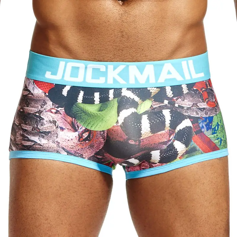 JOCKMAIL, фирменные боксеры со змеиным принтом, calcinha ANACONDA, мужское сексуальное нижнее белье, calzoncillos hombre, боксеры marca cueca, трусы - Цвет: as picture