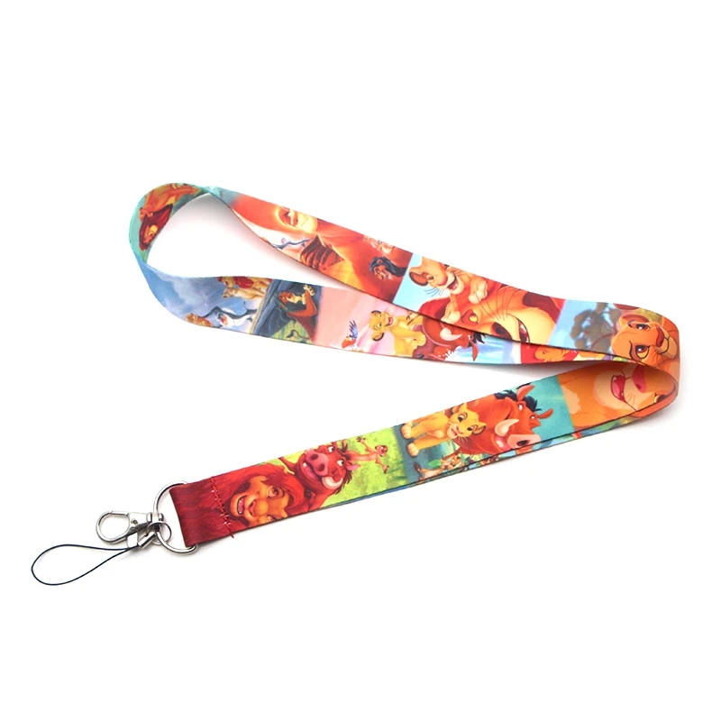 Lion king cartoon lanyards for keys in mobile phone straps necklace card holders webbing ribbons keychains rope accessory E0474