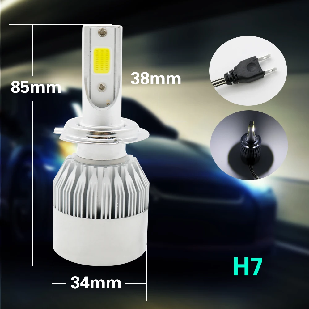 H4 светодиодный H7 H1 H3 H11 9005 Hb3 9006 Hb4 C6 головной светильник лампочка 12V 36W 3600LM 6000K COB