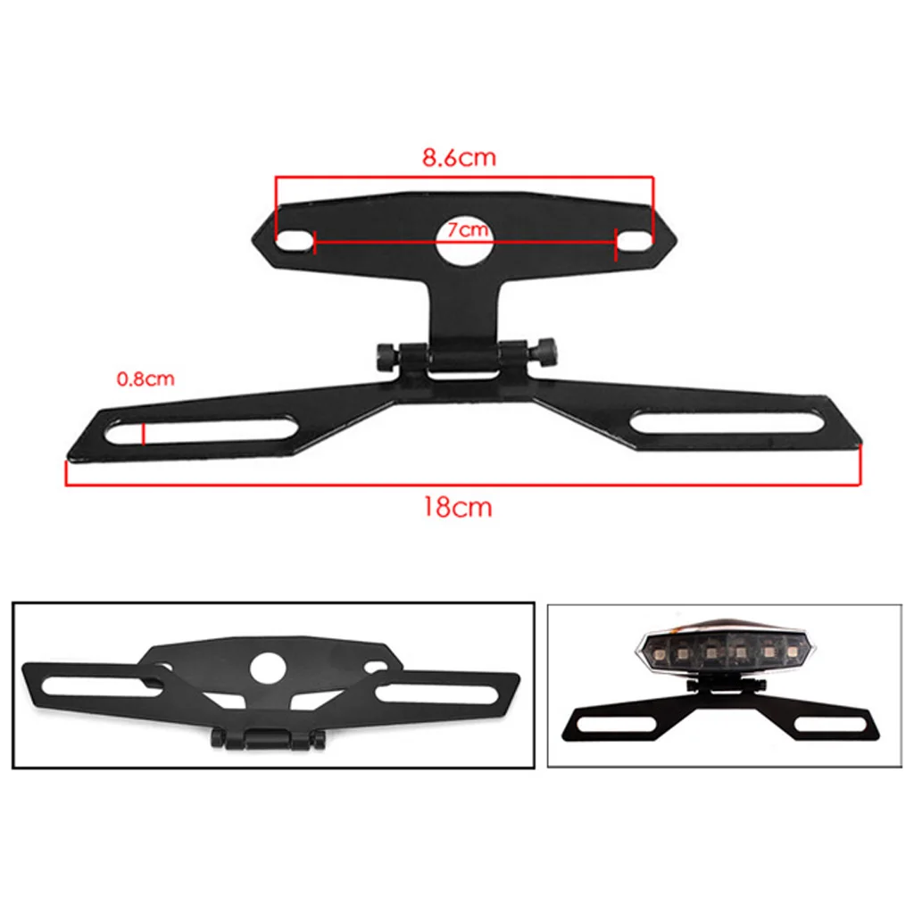 Motorcycle Tail Lamp Brake Stop Light Taillight Holder Folding License Plate Bracket plaque dimmatriculation Motor Accessories