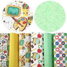 20*34 см 6 шт обратно в школу серии блеск с принтом желе Синтетическая кожа Ассорти набор для DIY проектов, 1Yc7322