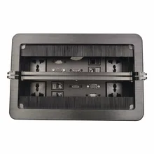 Dupla escova tampa da tomada de desktop/Alumínio/soquete USB, VGA, HDMI, rede, informações RJ45 Tomada caixa/caixa de tomada de desktop Escondido: S-S02