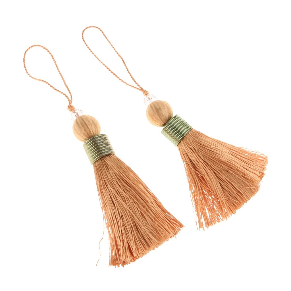 2Pcs Variety Colors Polyester Thread Tassel Charm Pendant Bag Chain Key Decoration Curtain Drapery Tassels Decor