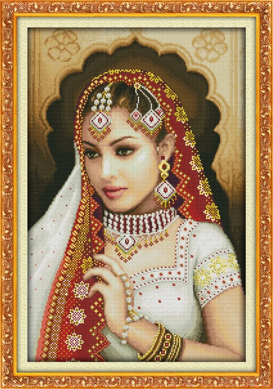 

Oriental beauty(1)(red) DMC home decor Cross Stitch kits people 14ct white 11ct print embroidery DIY handmade needlework wall