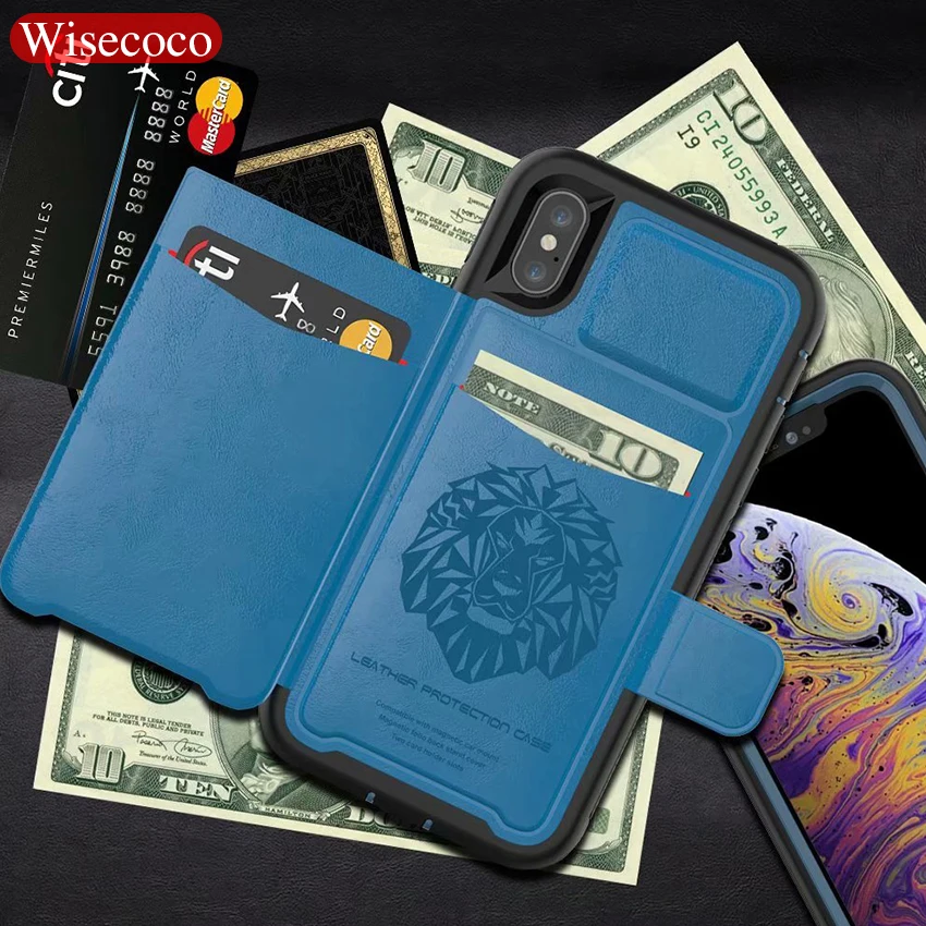 

luxury Multifunction Leather case for iphone xs max xr x 8 7 6 6s plus wallet card stand hybrid silicone bumper hard back cover