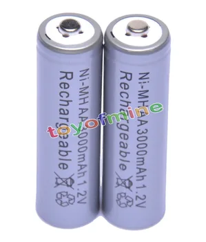 

2x AA 3000mAh 2A 1.2 V Ni-MH Grey Rechargeable Battery Cell for MP3 RC Toys