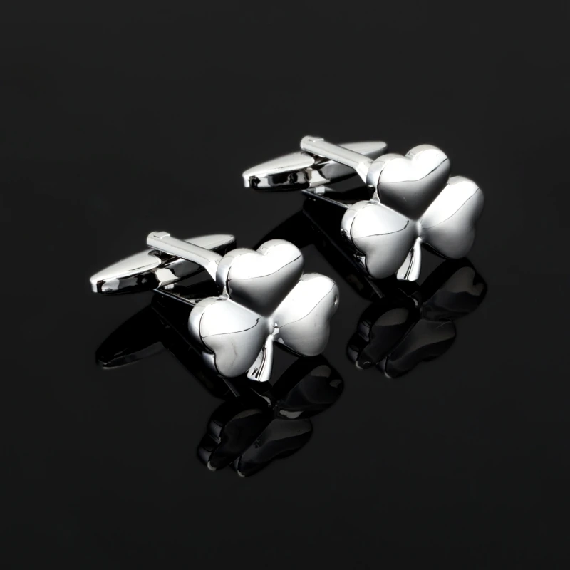 

High Quality silvery Clover Luckly Cufflinks for menscuff links Classic Design Cufflink Novelty Gift Brand Jewelry