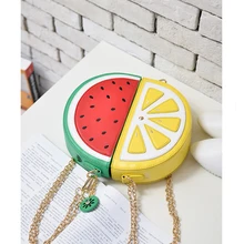 Женская кожаная сумка на плечо с цепочкой, сумка-мессенджер, забавная, индивидуальная, в форме мобильного телефона, маленький лимон, клубника, фруктов, арбуза