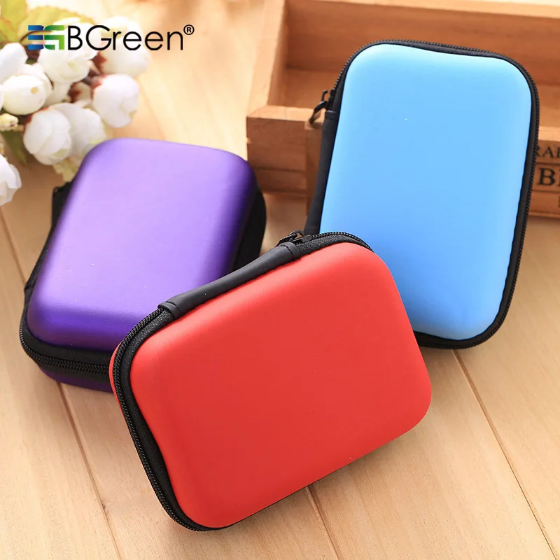 

BGreen Headphone Zipper Box Earphone Earbud Hard Case USB Cable Trinket Storage Carrying Pouch Bag SD Card Hold EVA Shockproof