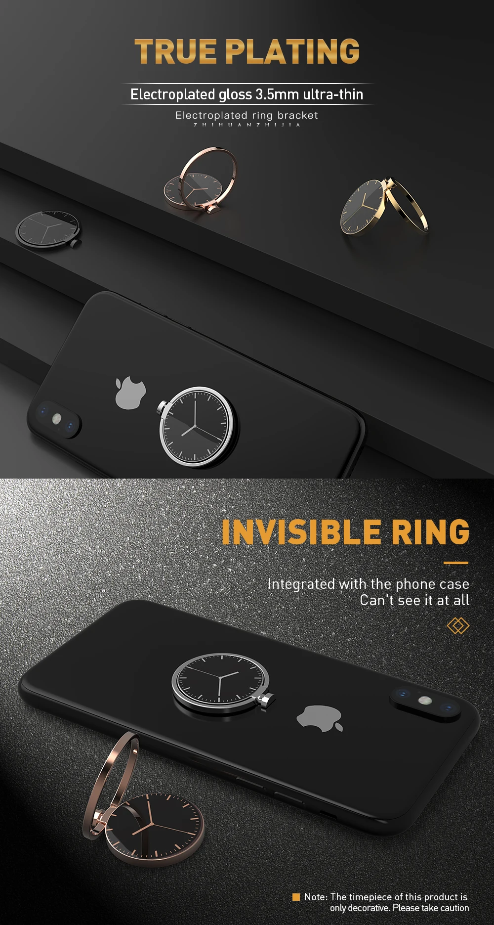 KEYSION Универсальный класса люкс часы узор металлическое кольцо-держатель на палец для мобильного 360 Вращение мобильного телефона держатель для телефона для iPhone X 8 Plus для samsung S9