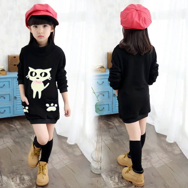 Anlencool 2018 new girls in winter all-match girls sleeved bottoming shirt sweater coat kitten child children baby girls clothes 3