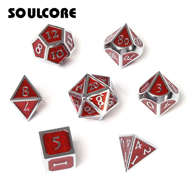 

d&d dnd metal dice set polyhedral rpg solid dungeons and dragons digital red dices table games d20 6 10 8 12 Zinc alloy pattern