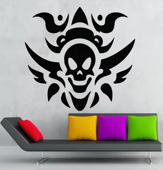 

Skull Wall Stickers Scary Vinyl Decal Tattoo Fire Death