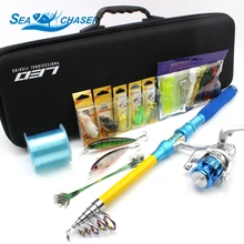 NEW 1.8M 2.1M 2.4M 2.7M 3.0M Telescopic Fishing Rod Combo Full Kit Spinning Reel Pole Set Free shipping