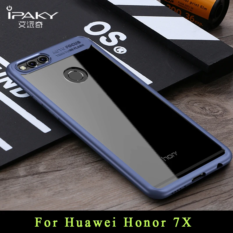 Ipaky бренд coque huawei honor 7x случае Сельма 7 x прозрачный чехол + силиконовый рамка для