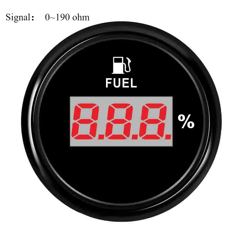 52 мм цифровой указатель расхода топлива водонепроницаемый 240ohm/190 ohm Указатель уровня топлива с подсветкой 9~ 32V fit Yacht лодка автомобиль - Цвет: Black 190 ohm