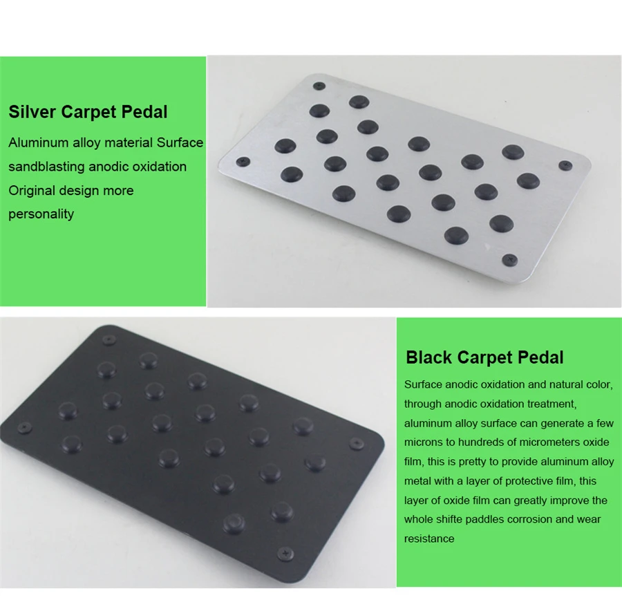 Aluminum alloy Car Non-slip Plate Carpet pedal Floor Mat Environmental Rubber Car Accessories Styling