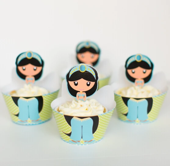 120pcs 60pcs Wraps 60 Toppers Princess Jasmine Cupcake Wrappers