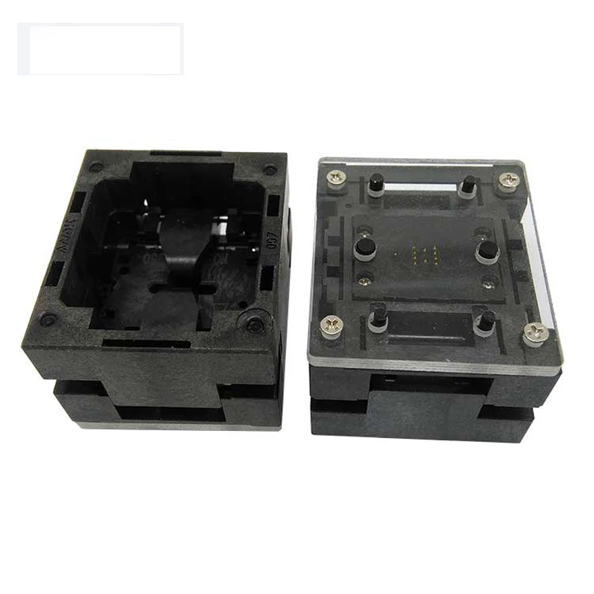 

QFN6 WSON6 VSON6 DFN6Burn in Socket Open Top Pogo Pin IC Test Socket Pitch 0.65mm Chip Size 2x2 Flash Adapter Programming Socket