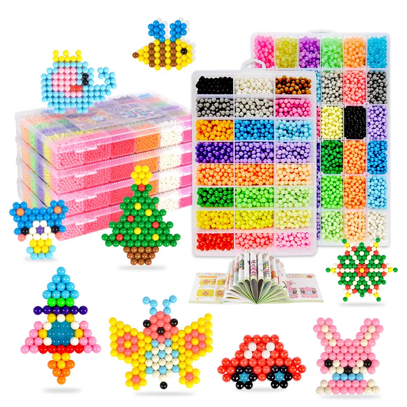 1 компл. волшебные бусины DIY паззлы для детей красочный водяной туман perler бусины 3d головоломка 1000 шт. pieducational монтессори игрушка