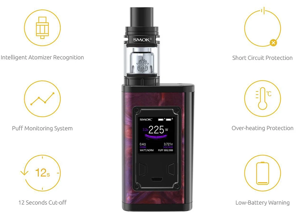 SMOK Majesty 225 Вт Vape мод TC VW 4 мл TFV8 X-BABY испаритель вейп-комплект электронной сигареты VS SMOK Alien X-PRIV