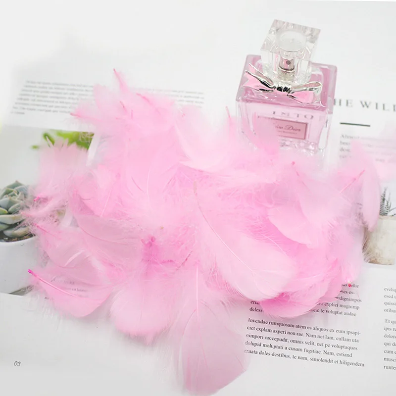 100 шт./упак. красочные гусиное перо натуральных перьев для упаковки подарка Материал коробка наполнитель DIY Перья для рукоделия Свадебная вечеринка Декор - Цвет: pink