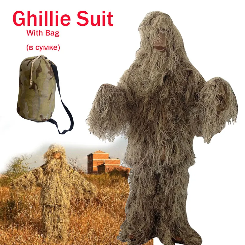 Desert Camouflage Hunting Ghillie Suit CS Game Hide Uniform Bird-watching Photography Outdoor Military Tactical Sniper Set Kits Desert Camouflage Hunting Ghillie Suit CS Game Hide Uniform Bird-watching Photography Outdoor Military Tactical Sniper Set Kits