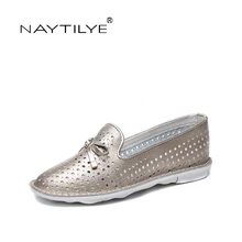 NAYTILYE Новая Летняя женская обувь кожаные туфли на плоской подошве