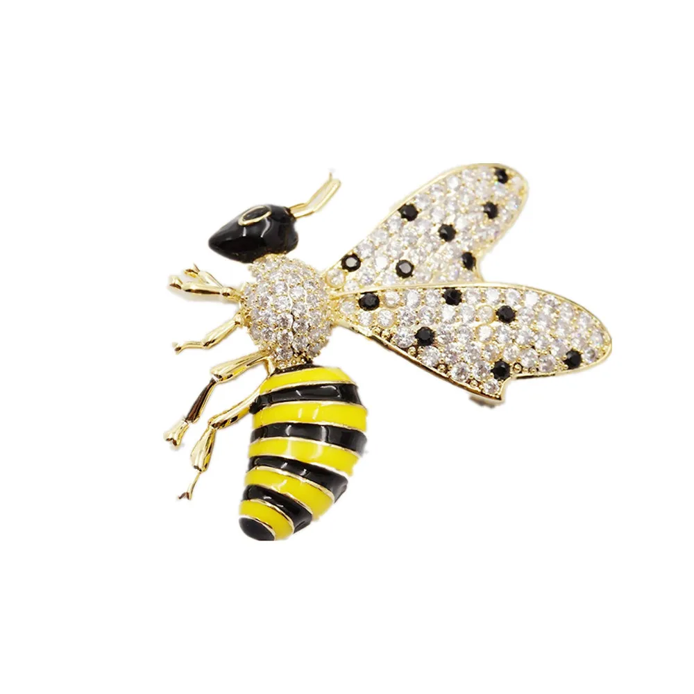 

New Cubic Zirconia Bee Brooch Wedding Bridal Gift Sweater Collar Pins Fashion Cute Animal Brooches Women Jewelry