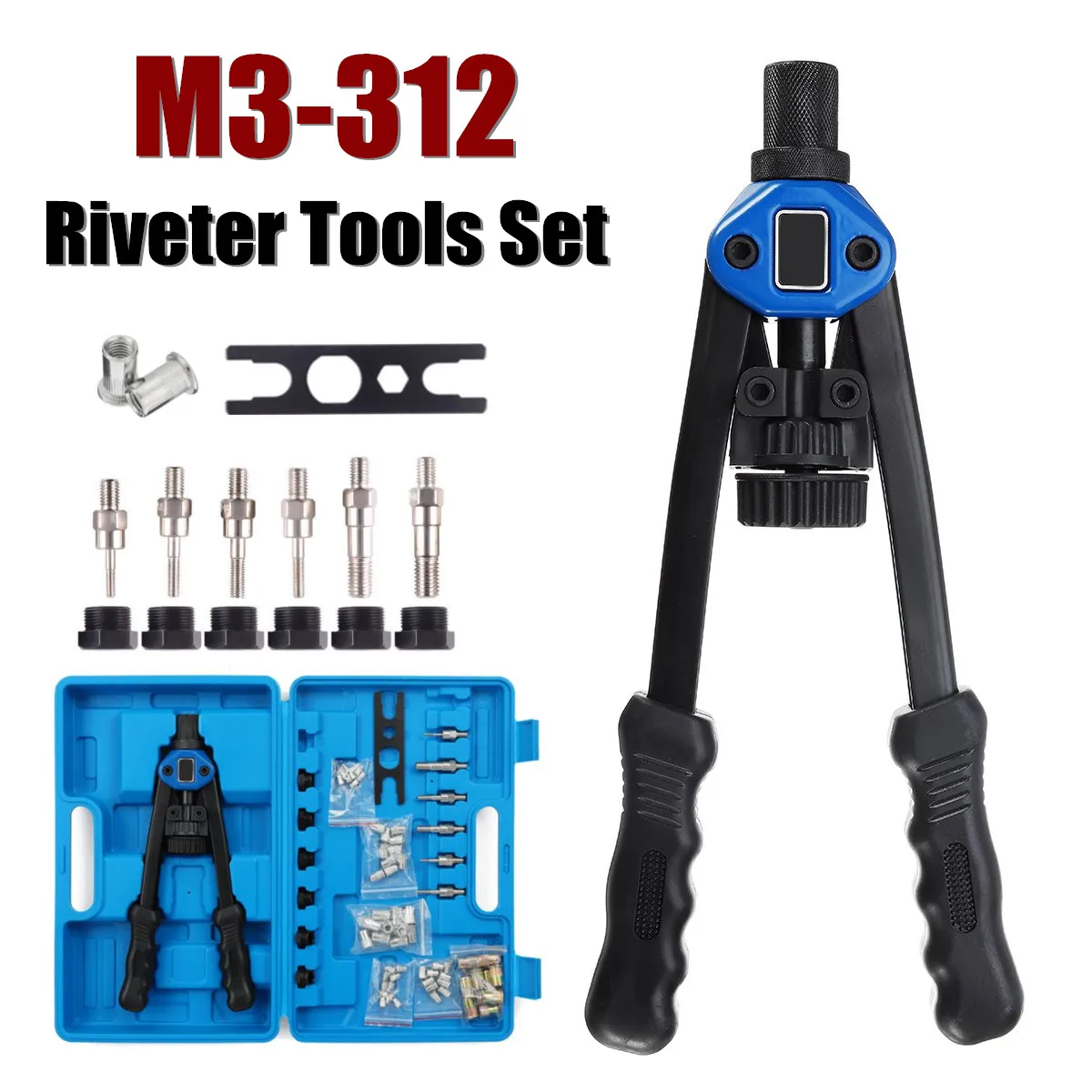 

Home DIY Repair Tools M3-M12 Riveter Tools Set Nut Riveting Screw Kits Rivnut Nutsert Threaded Insert Accessories Rivet Guns