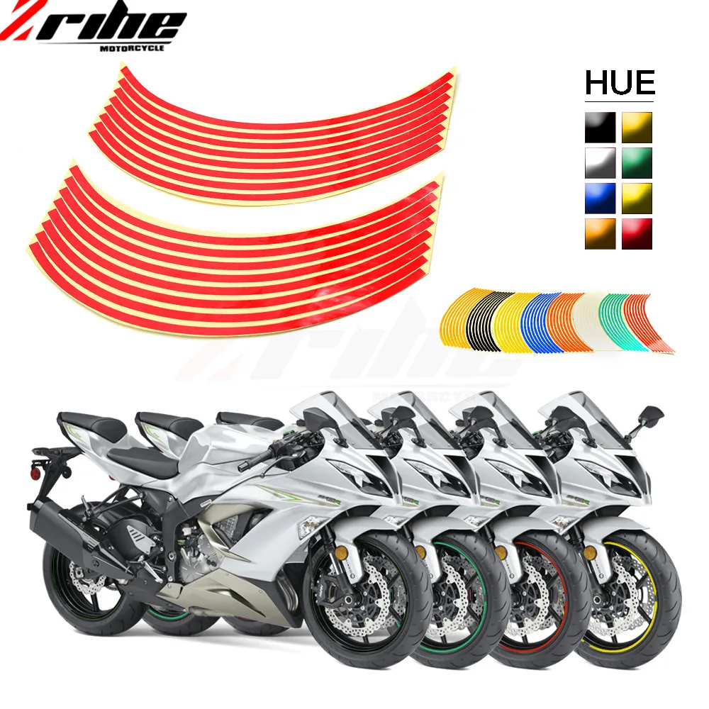 FOR Wheel Stickers Car Motorcycle Tire Reflective Rim Motorcycle Protector Tape Decal Rim Decals Wire Car Car-styling mt07 09 03