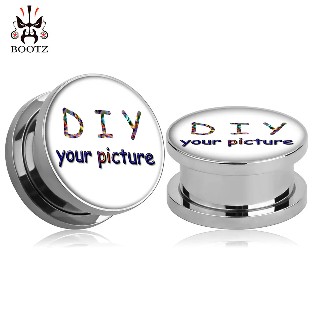 KUBOOZ Stainless Steel Custom Ear Gauges Plugs Piercing Tunnels Body