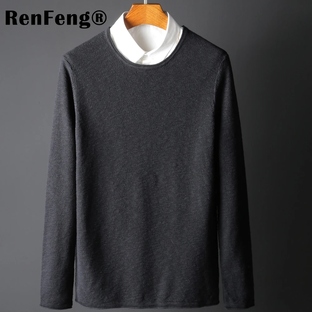 Men's Black O-neck Sweater Men's Tide Winter Fashion loose handsome oversize sweater men's thick knitted jumpers sweter mujer (8)