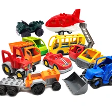 Mini carro ônibus helicóptero avião dos desenhos animados grande bloco de construção original veículo acessório diy brinquedos compatíveis tamanho grande tijolos conjunto