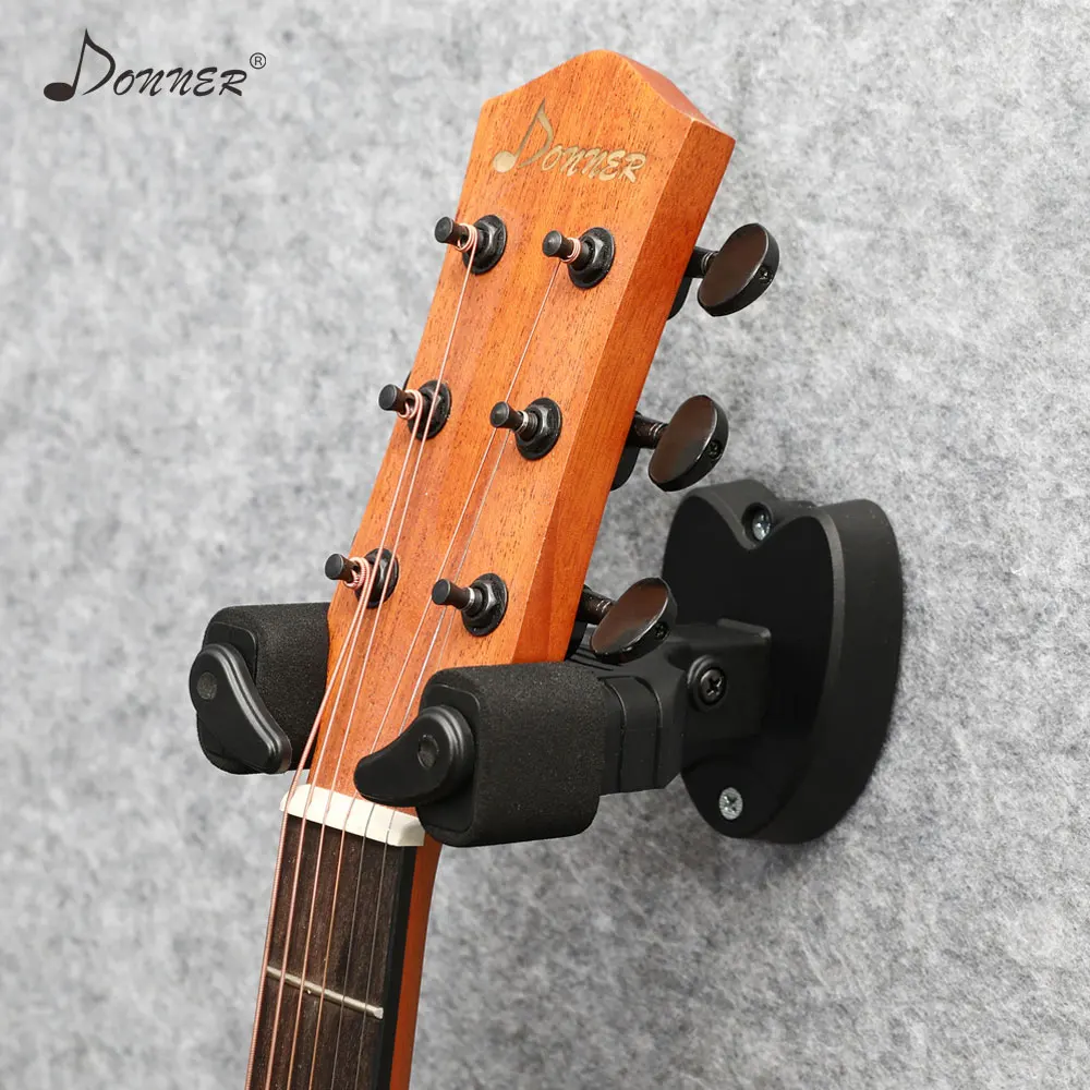 Mandolin and more SWIFF Guitar Hanger Auto Lock Guitar Wall Hanger Wall Mount Hook Holder Stand for All String Instrument like Electric Acoustic Guitar bass Banjo Flat base