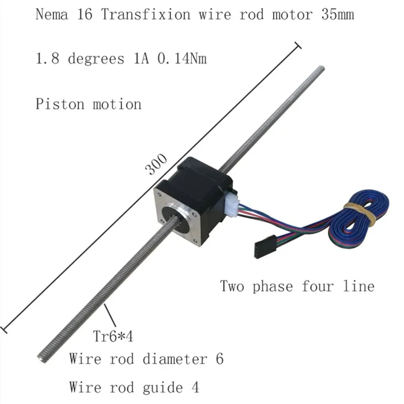 NEMA 14 неactive шаговый двигатель линейного типа незакрытый с различной длиной Tr6 * 4