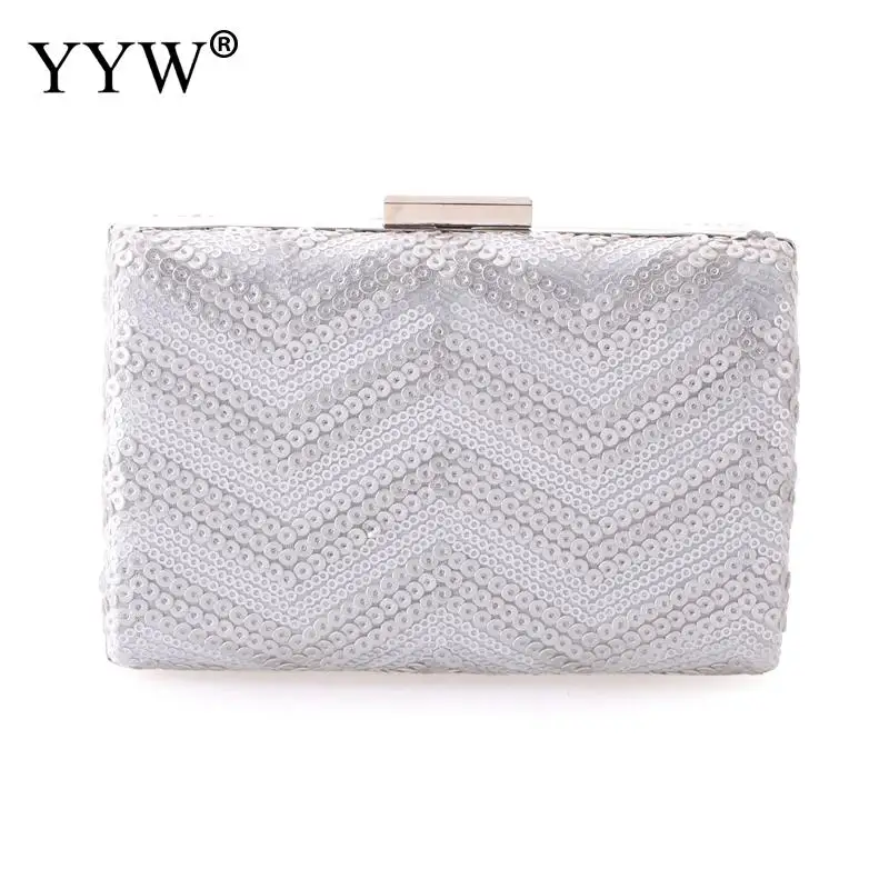 Black Clutch Box Evening Clutch Bag Chain Shoulder Handbag Crossbody Hardcase Bag Wedding Party Prom Purse Sequin Rectangle 2018