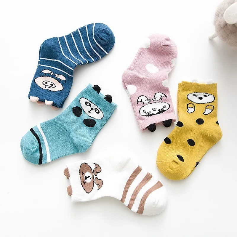 

Autumn New 5 Pairs Cotton Socks Cartoon Animal Little Hands Short Tube Socks Kids Boys Girls Ankle Socks 1-12 T