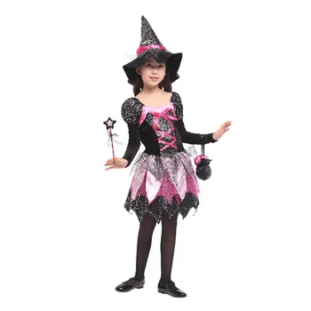 

Fantasia Movie Anime Kids Girls Witch Costume Magician Cosplay Disfraces Children's Halloween Costumes Fancy Puff skirt dress