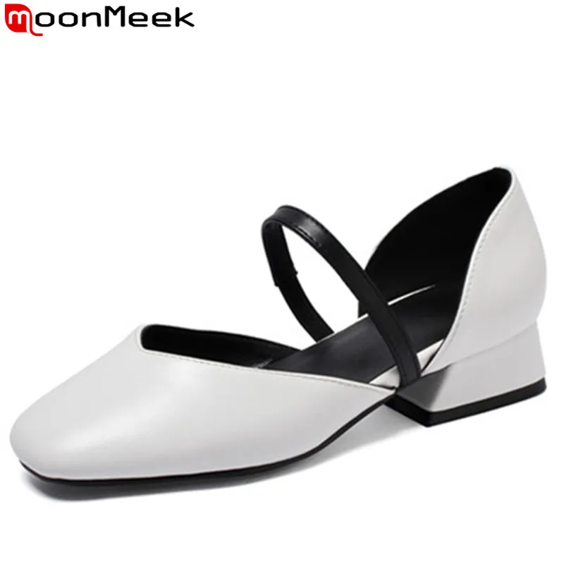 

MoonMeek big size 34-43 summer shoes women square toe shallow pumps shoes women elegant prom ladies shoes women med heels shoes