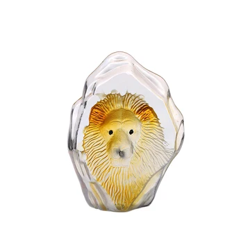 

H&D 3.2inch Crystal Lion Paperweight Glass Table Ornaments Vintage Collectible Animal Figurines Glass Art Gift For Home Decor