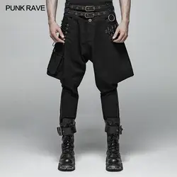 Панк рейв стимпанк пуля Бриджи Мода с поясом большой карман на молнии мужские штаны WK359