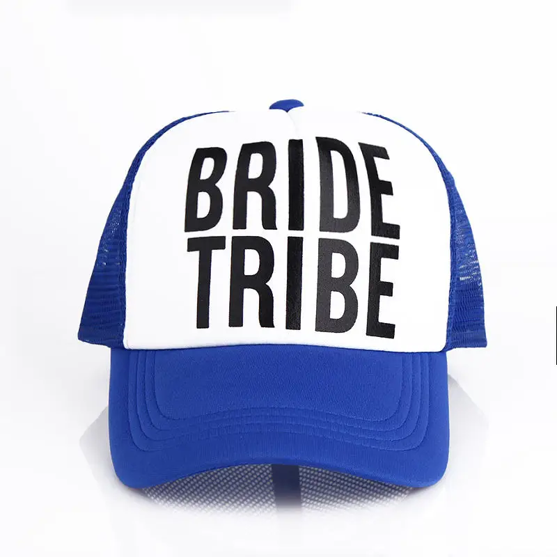 VORON невесты/надпись «Bride Tribe» девичник Шапки Для женщин свадебные Preparewear шляпы водителя грузовика белый неоновый летнее Сетчатое платье; - Цвет: Синий