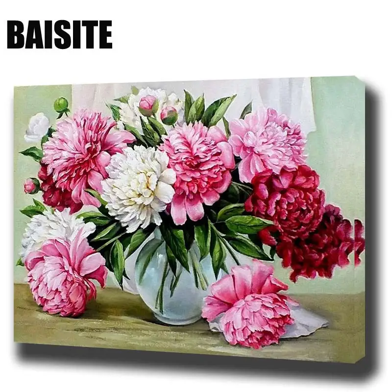 BAISITE DIY Framed Oil Painting By Numbers Landscape Pictures Canvas Painting For Living Room Wall Art