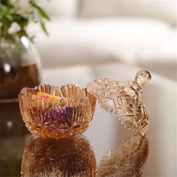

Crystal Glass Box Jewelry Organizer Sugar Bowl Cute Mini Jewelry Box Glass Storage Boxes Covered Box Can Be Candy Glass Jar