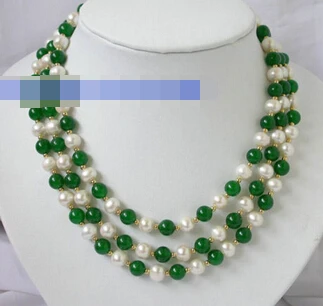 

feel shipping Nice 3strands White FW Pearl Malay Beads Necklace