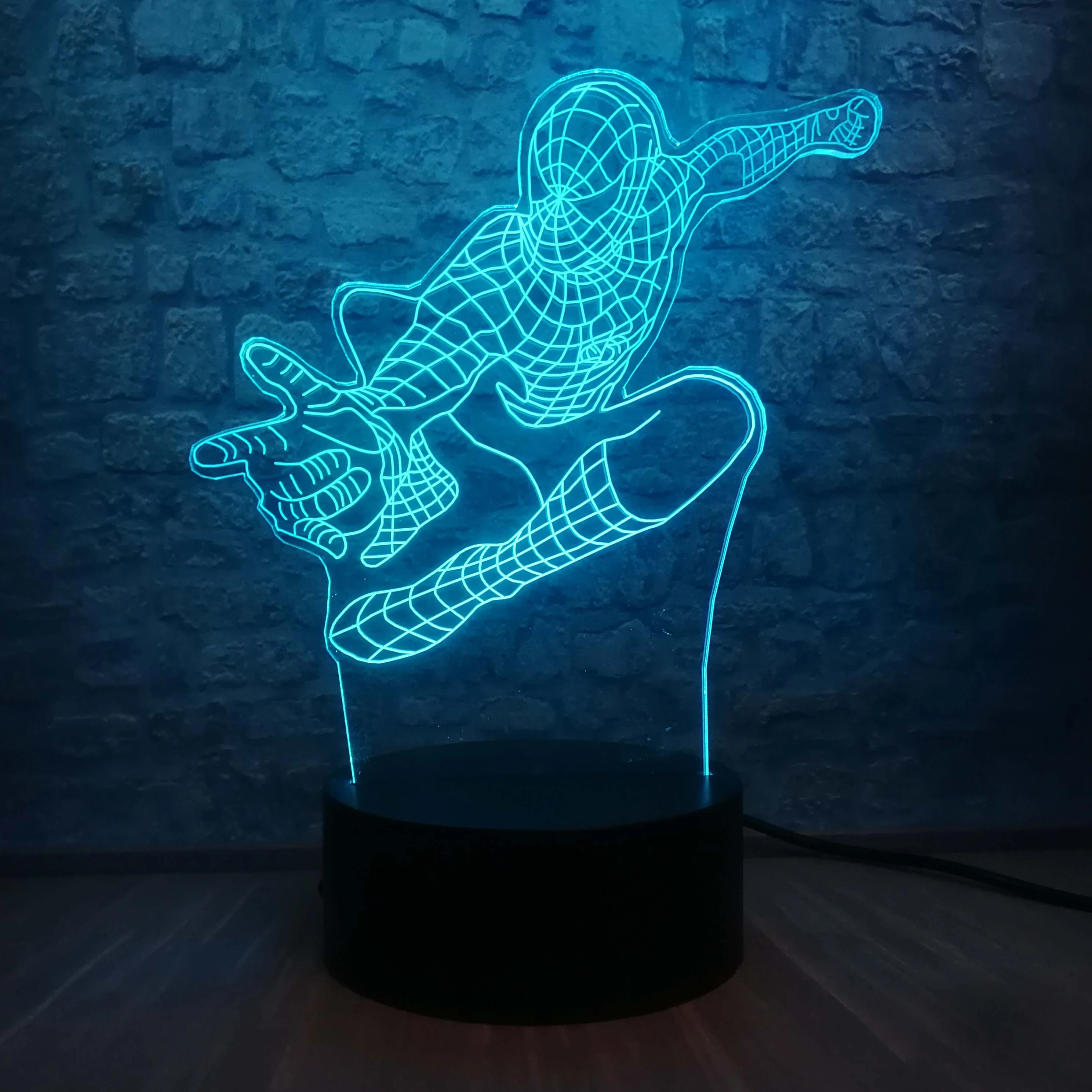 kreatif spiderman venom gradien 3d lampu led multicolor meja malam cahaya anak laki laki keren dekorasi kamar lampara hadiah ulang tahun basis usb