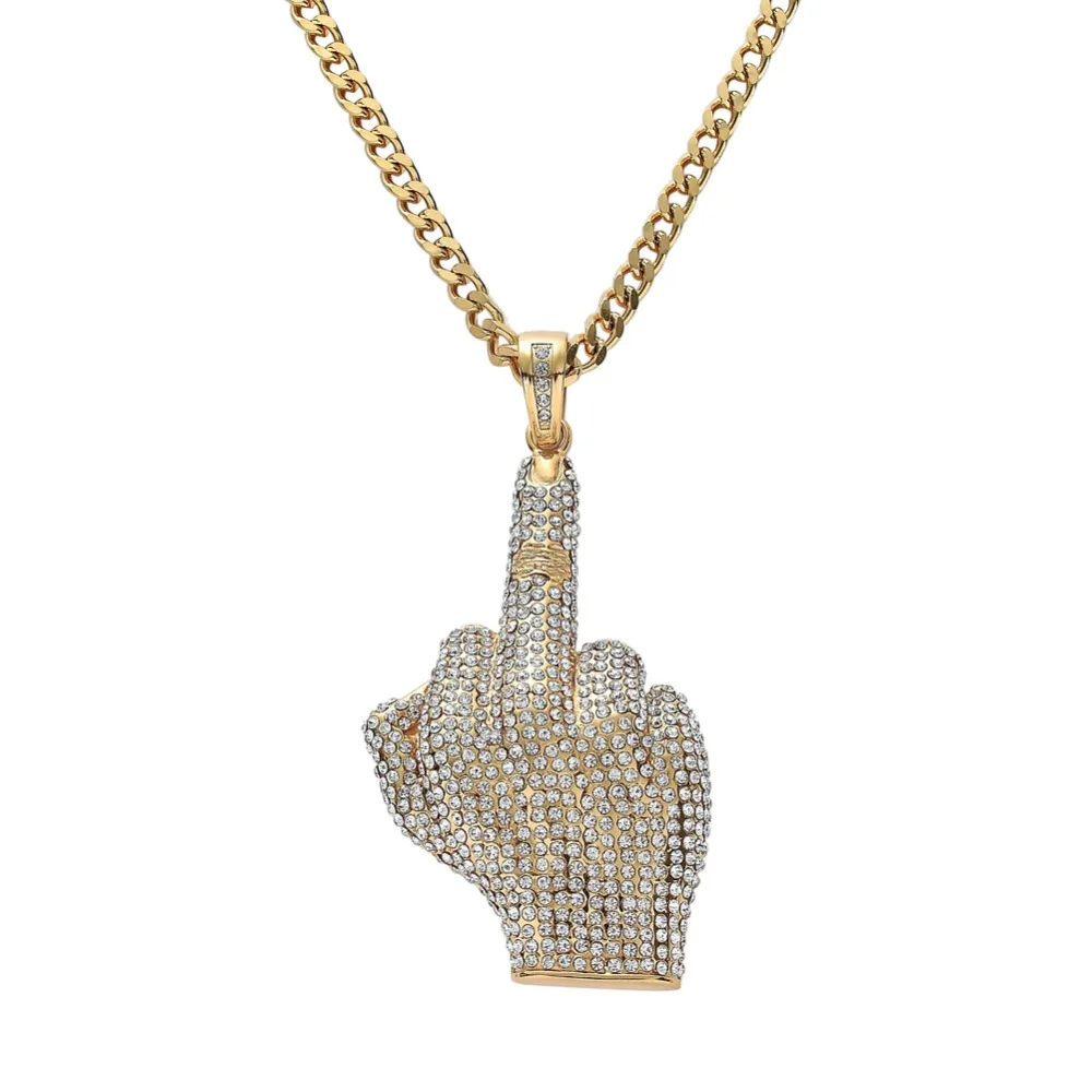 Хип хоп из нержавеющей стали мужские льдом Большой Подвески в форме рук ожерелье раппер большой палец рука форма ювелирные изделия для подарков SN184